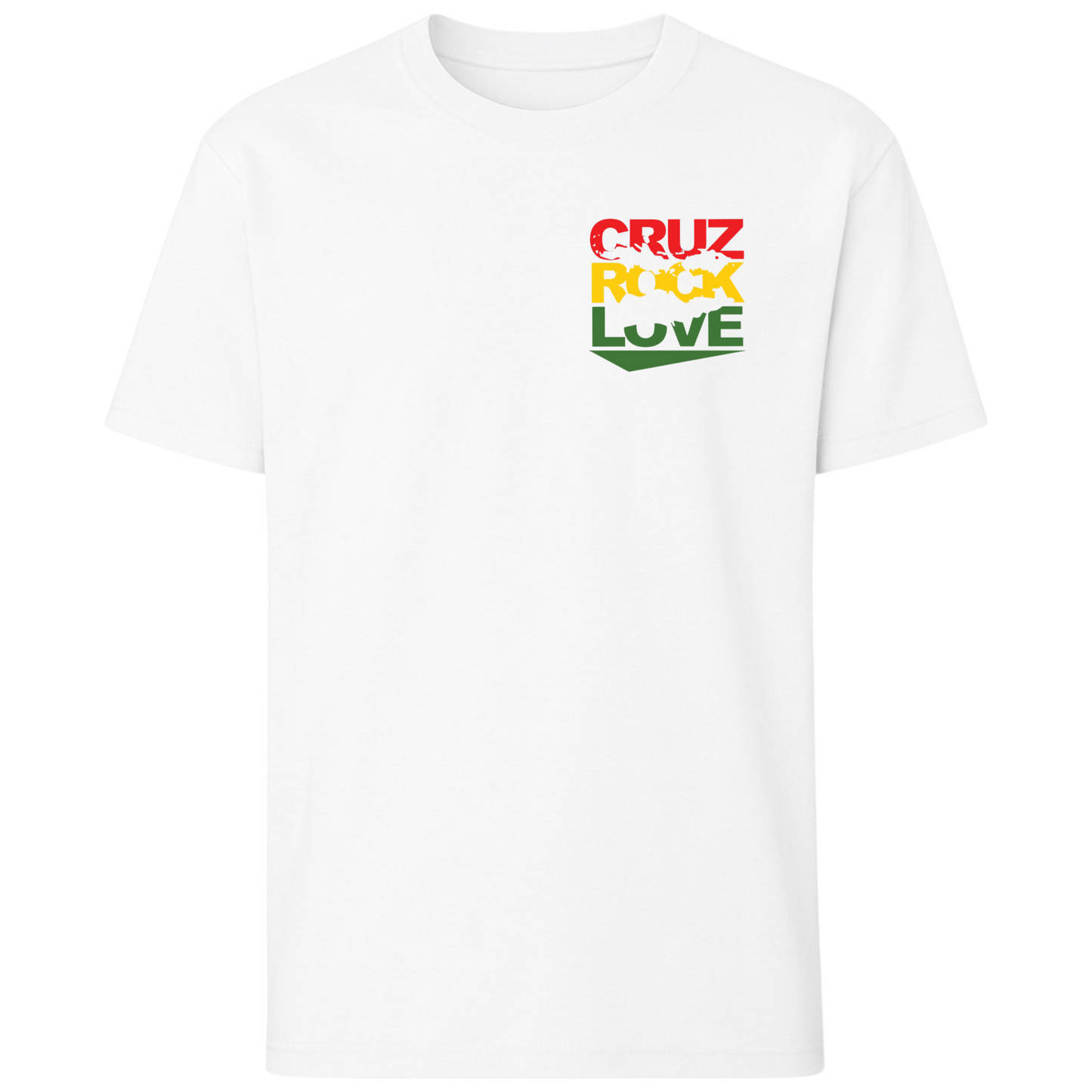 CRUZ ROCK LOVE "HOMAGE" - Red, Gold & Green on White
